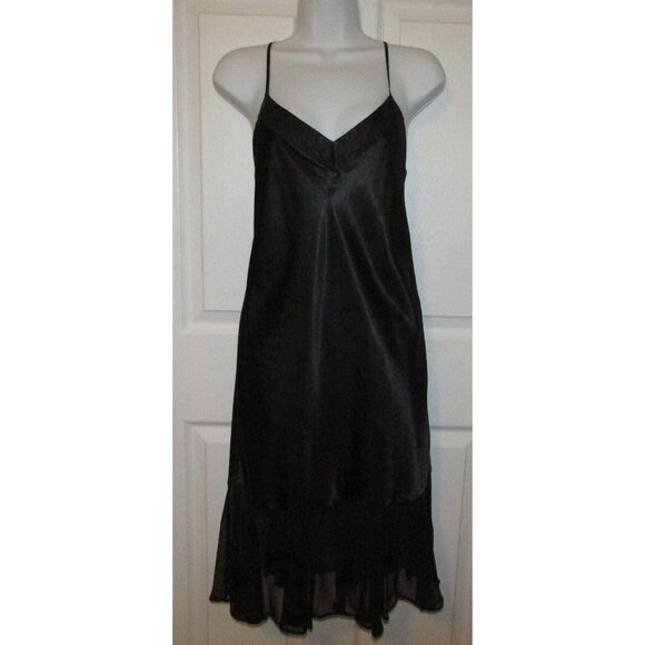 NEXT Lingerie Black Satin Chemise Gown - Vintage - Picture 1 of 9